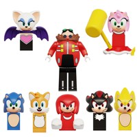 KDL835 Anime Blue Blur The Blue Speedy Hedgehog Cartoon Amy Rose Rouge Eggman Tails Rings Emerald Building Blocks Figures Bricks