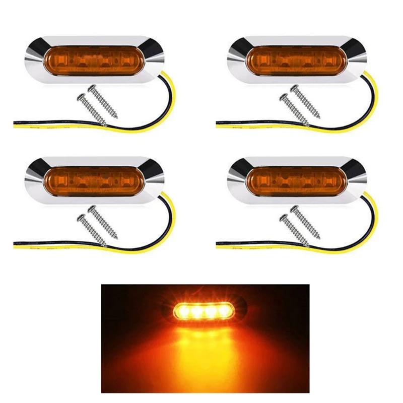 4 Pack LED Front Rear Side Marker Light for Boats Truck Trailer Led Marker Clearance Lights Waterproof 5-color