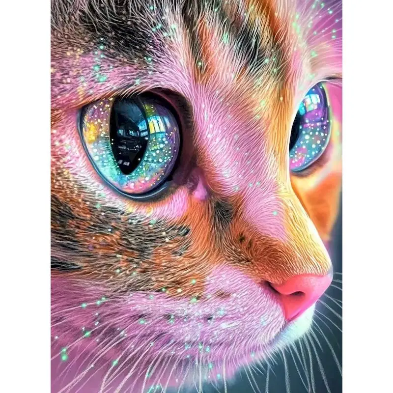 

GATYZTORY Colorful Cat Paint By Numbers Arts and Crafts Art Supplies Animal for Adults Beginners Painting Decor Paint Kit for Be
