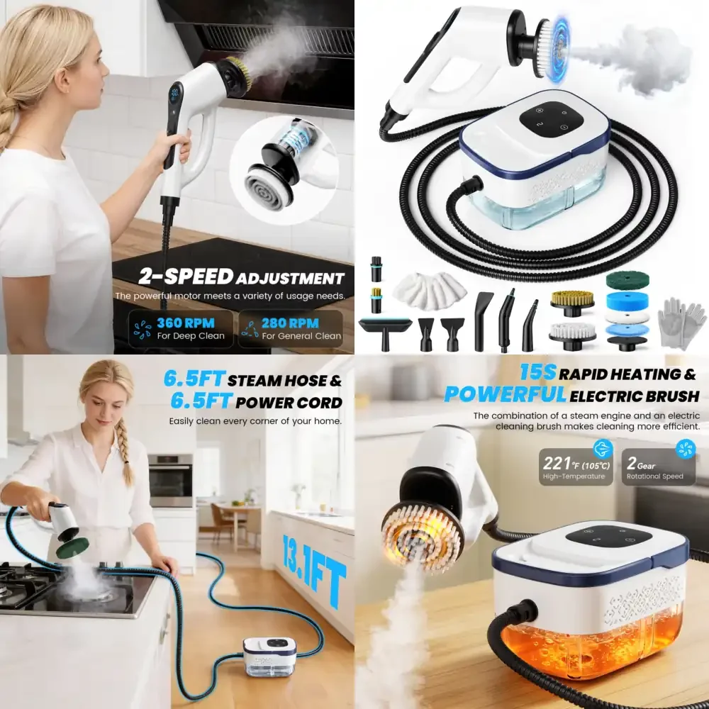 

Professional Steam Clean Brush Tool Kit Handheld High Pressure Steam Brush Cleaner for Bathroom Kitchen Floor Interior