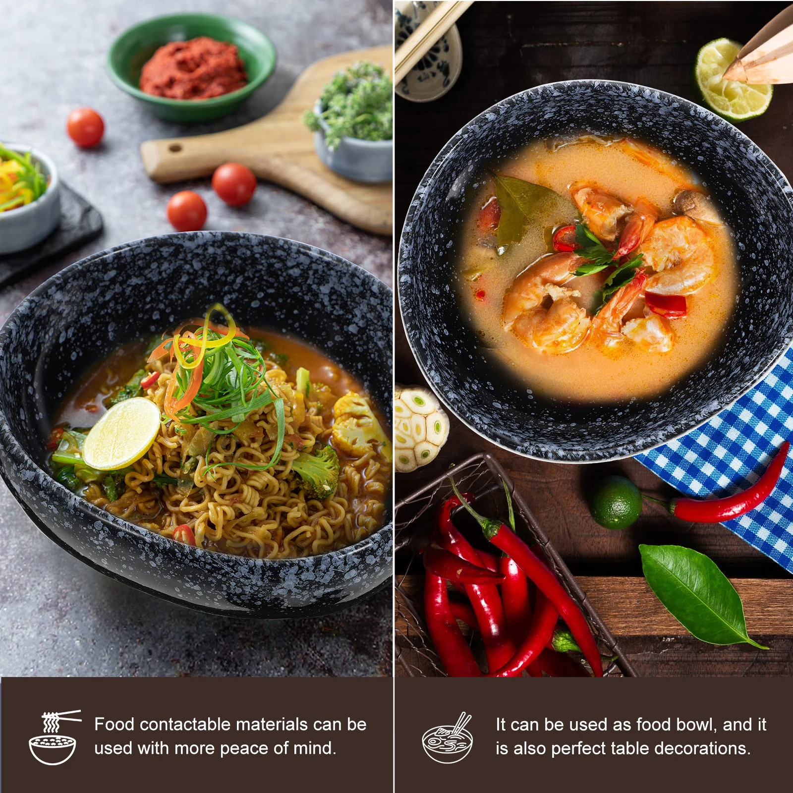 

1Pcs Ceramic Noodle Soup Bowl Smooth Edges Multipurpose Kitchen Accessory for Home Restaurant Use Household Noodle Bowl