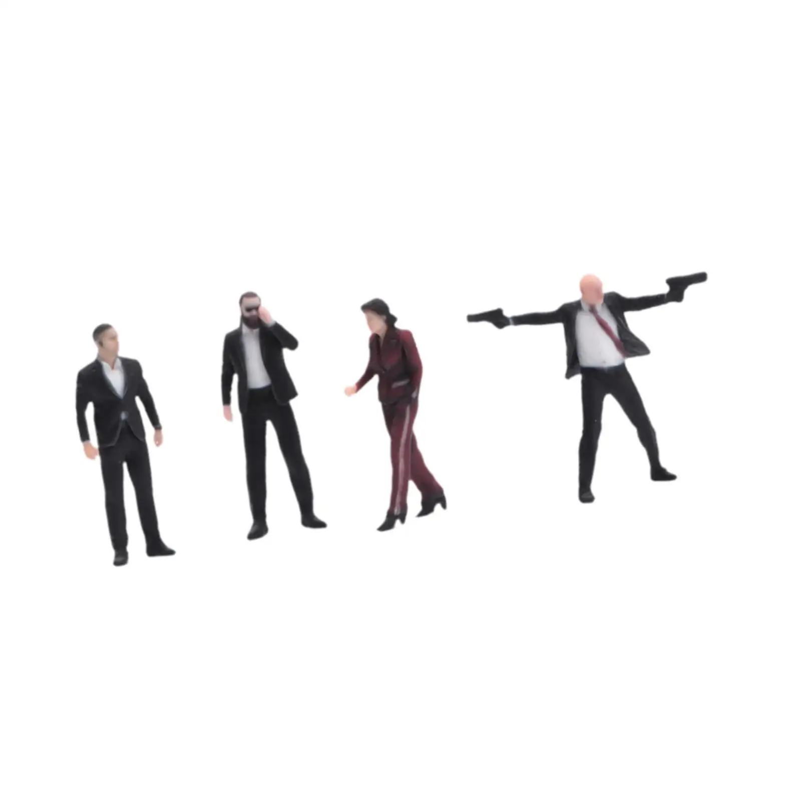 4Pcs 1/64 Bodyguard Figures Photo Props Layout Decoration Fashion DIY Projects Dioramas Painted Resin Figurines Miniature Scene