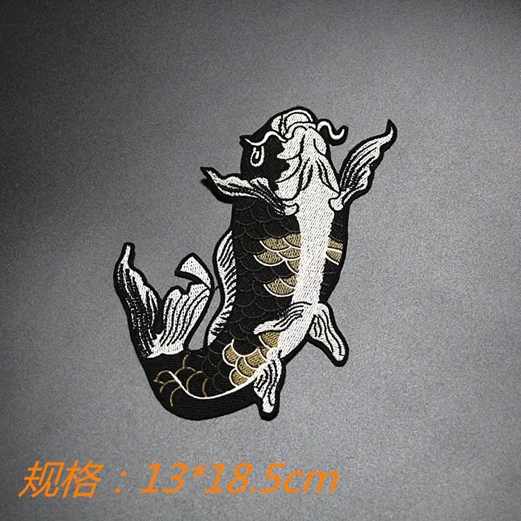 1PC Big Fish Embroidered Patches Fabric Sticker for Clothes Iron on Garment Applique DIY Accessory Party Decor Animal