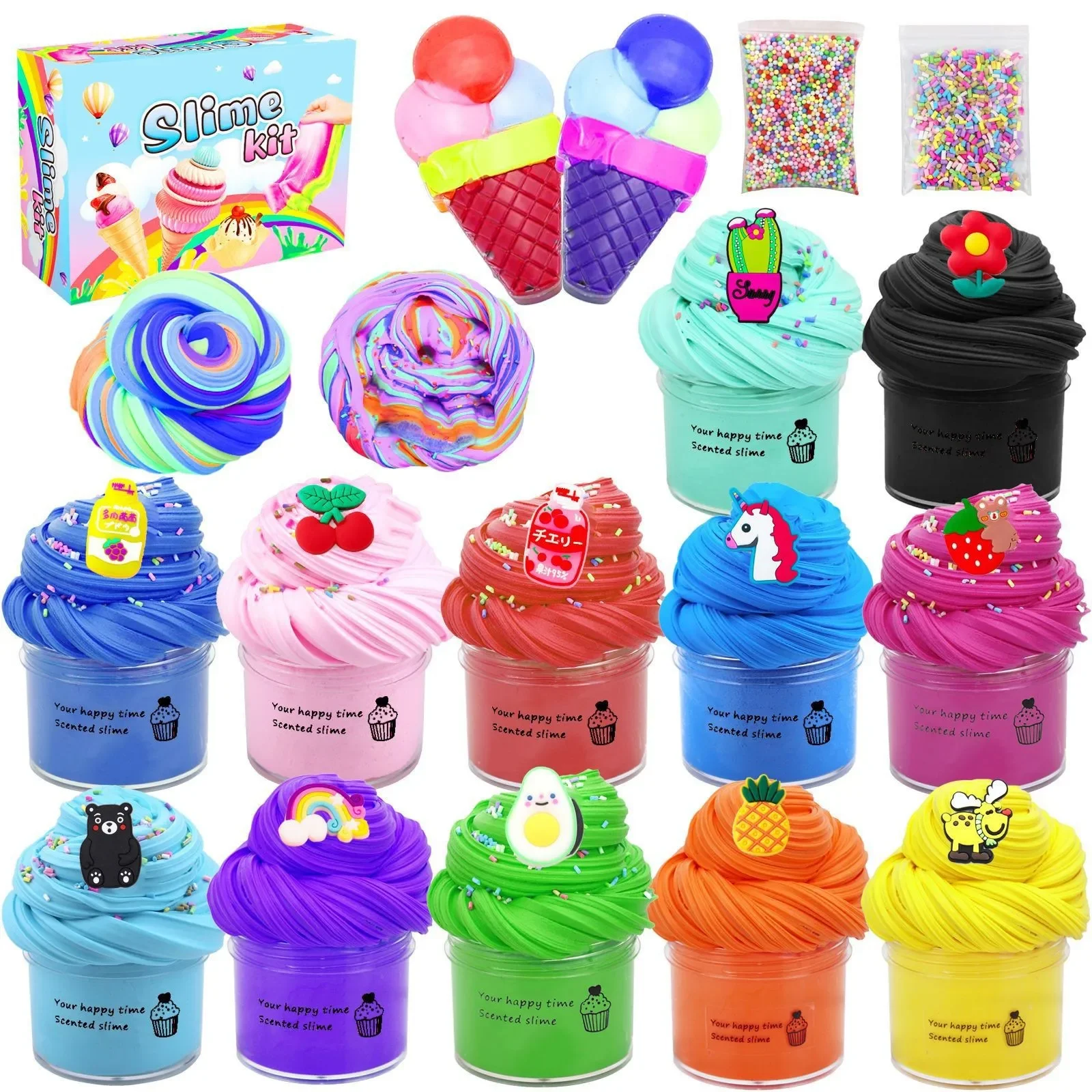 

slimes kits make own slime for Kids Colorful Mud Butter Mud DIY Stress Relief Toys Plasticine