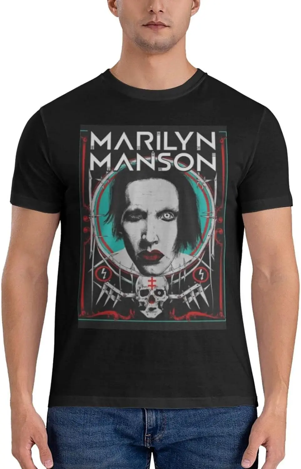 Marilyn Music and Manson Men's Classic Unisex Cotton T-Shirt for Men & Women, Classic Tee Black