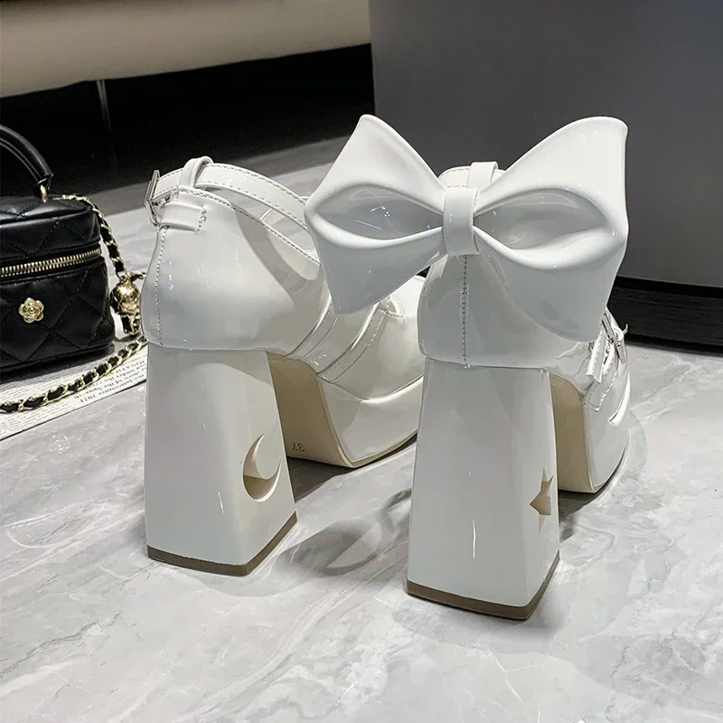 High Heel Shoes Women Thick Heel Shoes 2023 Spring New Bridesmaid Square Toe Platform Thick Sole Shoes