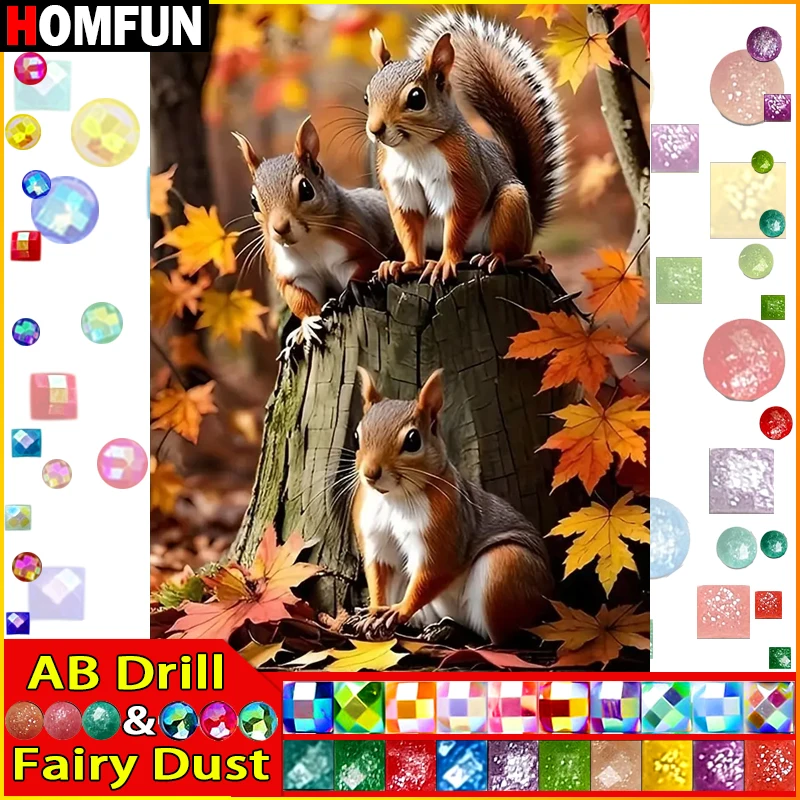 

HOMFUN Fairy Dust AB Алмазная вышивка DIY Набор для алмазной живописи "Животное белка" 5D Рукоделие Алмазное украшение для дома