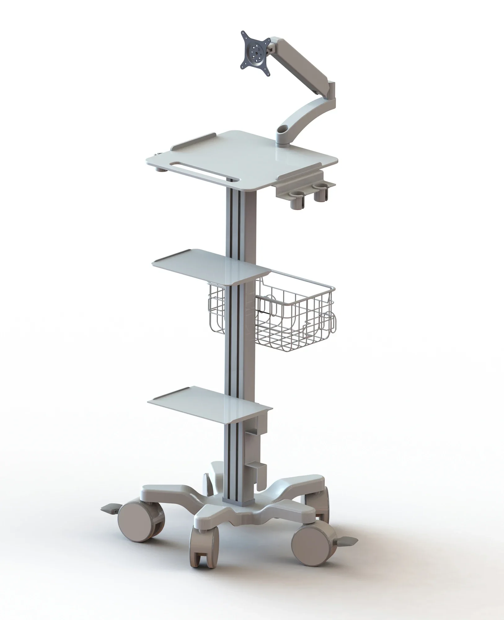 low center of gravitystar base hospital medical mobile computer workstation cart trolley with mount