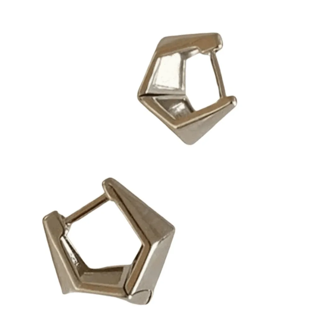 Trending Elegant Polygon Earrings Irregular Alloy Vintage Jewelry Rhombic Section Silver Geometric Metal Earring Women