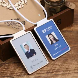 Card Holder Aluminum Alloy ID Badge Holder Lanyards Credentials Metal Card Holder Pendant for Cards Luxury Offices Accessories