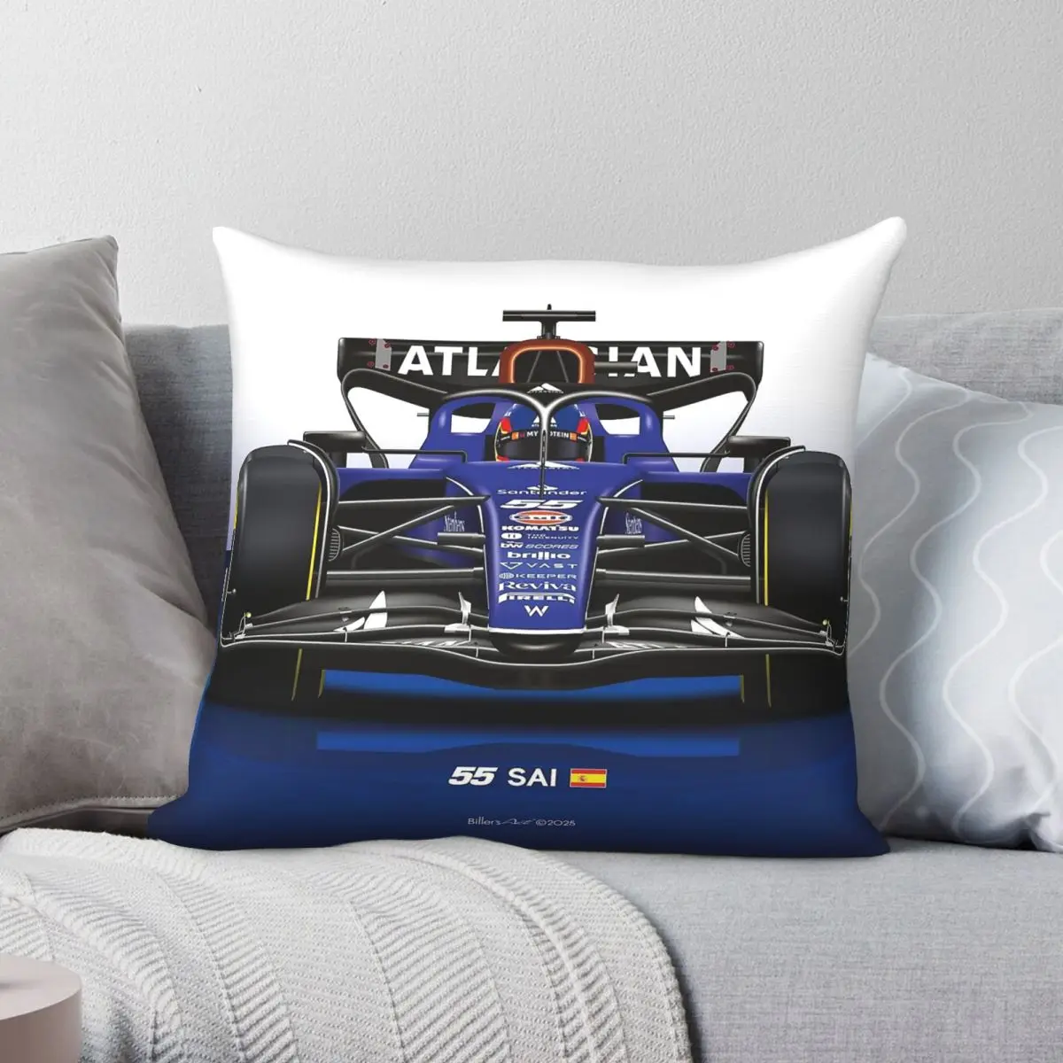 Carlos Sainz Racing Car Square Pillowcase Polyester Linen Velvet Pattern Decor Throw Pillow Sofa Seater Cushion Cover Wholesale