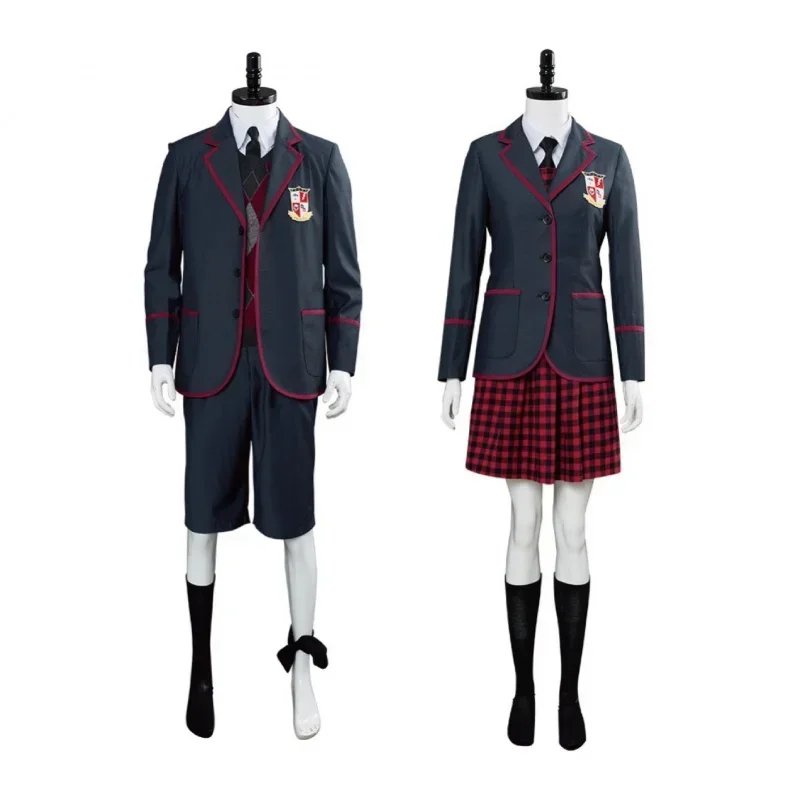 Traje de Cosplay Anime para Homens e Mulheres, The Umbrella Academy, Vestidos de Halloween, Roupas Universitárias, Uniforme Cosplay, Conjuntos Completos