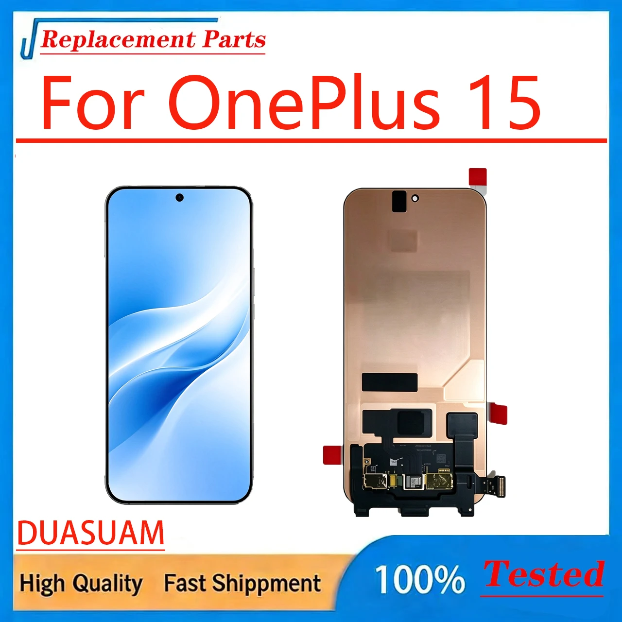 Original BOE LTPO Screen For OnePlus 15, 6.78 Inch, 165Hz High Refresh Rate, Support Fingerprint Unlock, Repair Replacement Part
