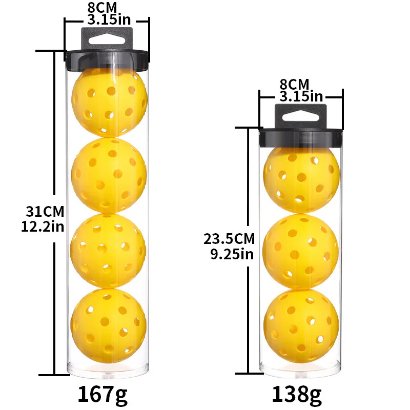 Hangable Storage Bucket Pickleball Complete Set,Mixed 40 Holes PE Injection Balls,Standard 74mm Hollow Pickleballs for Sports