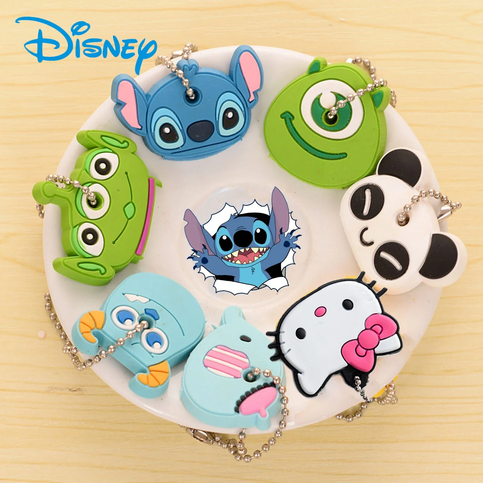 Disney Stitch Mickey Minnie Melody Kawaii Key Cover portachiavi in Silicone donna uomo Funny Car Key Holder Caps Kids Party Gift