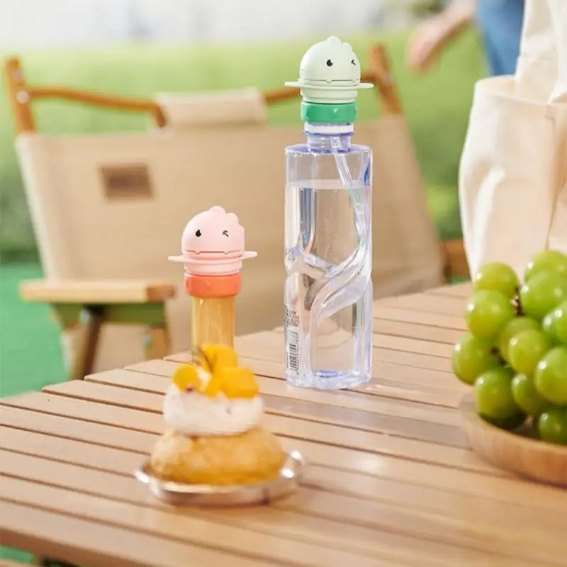 2Pcs Mineral Water Bottle Cap Straw With Converter Head Household Children's Dinosaur Straw Cap Anti-choking Baby Straw
