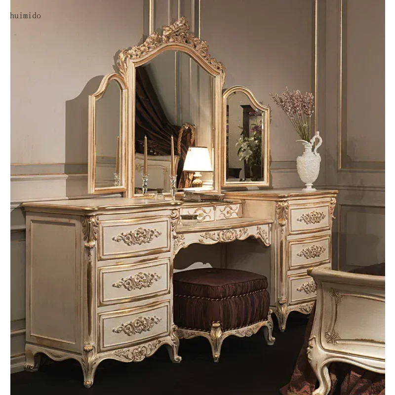 Luxury Dresser with Mirror Elegant Hand Carved Classic Luxury Italian Dresser with Mirror Bedroom Furniture