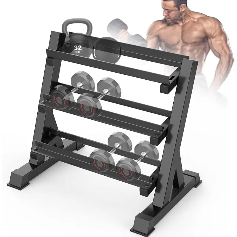 

THERUN 1100lbs Adjustable 3 Tier Dumbbell Rack Stand, Hex dumbbells Rack Dumbbell Holder Home Gym Storage Organizer (Rack Only)