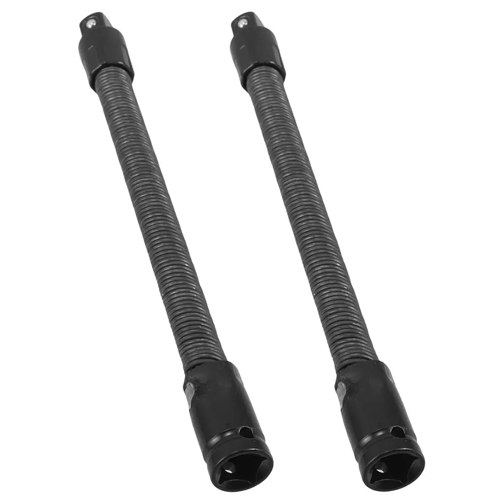 

2pcs Soft Connecting Rod Flexible Socket Extension Bar Shaft Electric Wrench Sleeve Spring Bendable Extender Black Steel Hand
