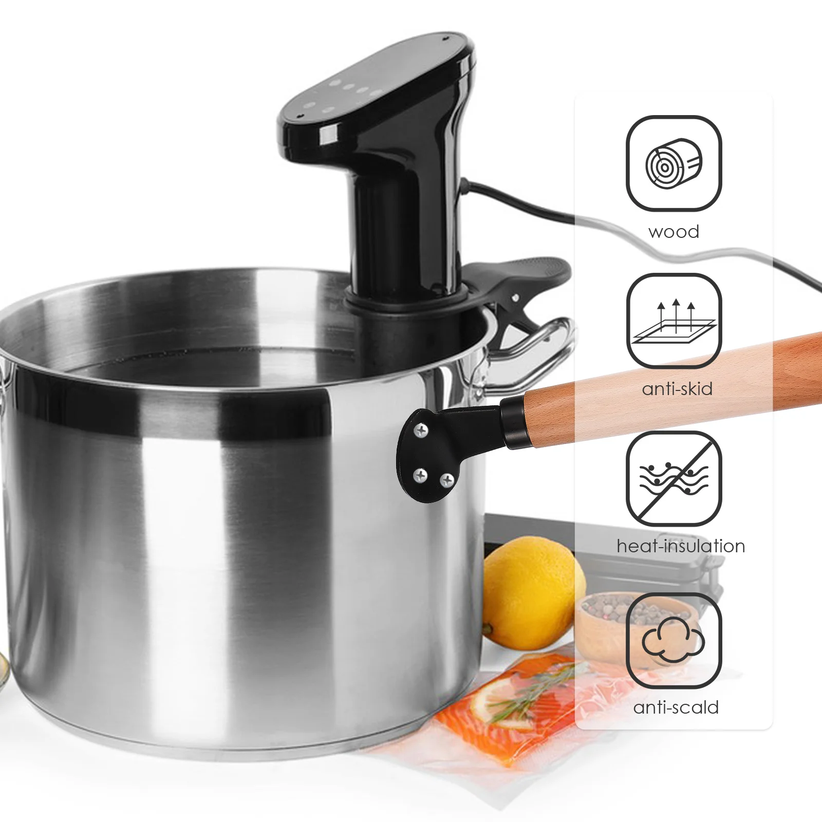 

2 Pcs Beech Cooking Pans Nonstick Fry Grip Replacement Wood Cookware Detachable Handle