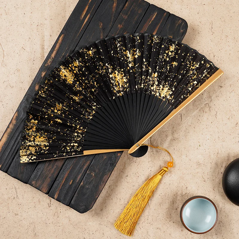 Chinese Classical Paper Fan Vintage Men Hanfu Xuan Paper Fans Pure Color Bamboo Gentlemen Hand Folding Fan Abanicos Para Boda