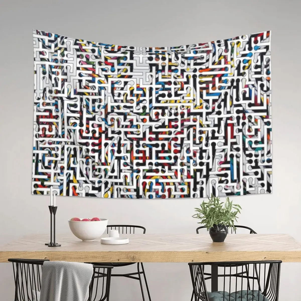 

Abstract Graffiti Art Maze Pattern Tapestry Cute Room Decor Wall Hangings Decoration Aesthetic Room Decorations Tapestry