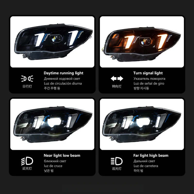 04-11 BMW 1 시리즈 E87 헤드라이트 어셈블리 개조 듀얼 컬러 LED 주간 주행등 렌즈에 적합