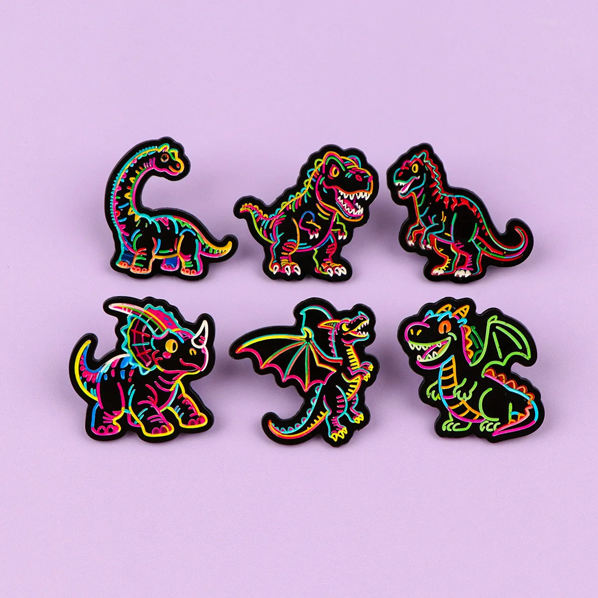 Neon Dragon Luminous Enamel Pins Funny Animals Brooch Lapel Pin Badge on Backpack Clothing Accessories Fashion Jewelry Gifts
