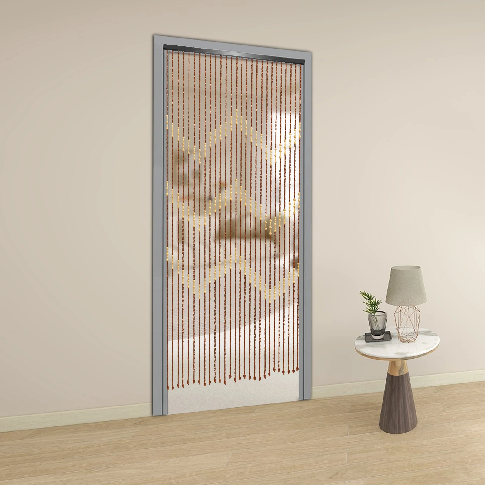 ستارة خرز خشبية مزخرفة، مقسم غرفة من الخرز الخشبي الطبيعي، ديكور منزلي خفيف الوزن لغرفة النوم وغرفة المعيشة والمدخل