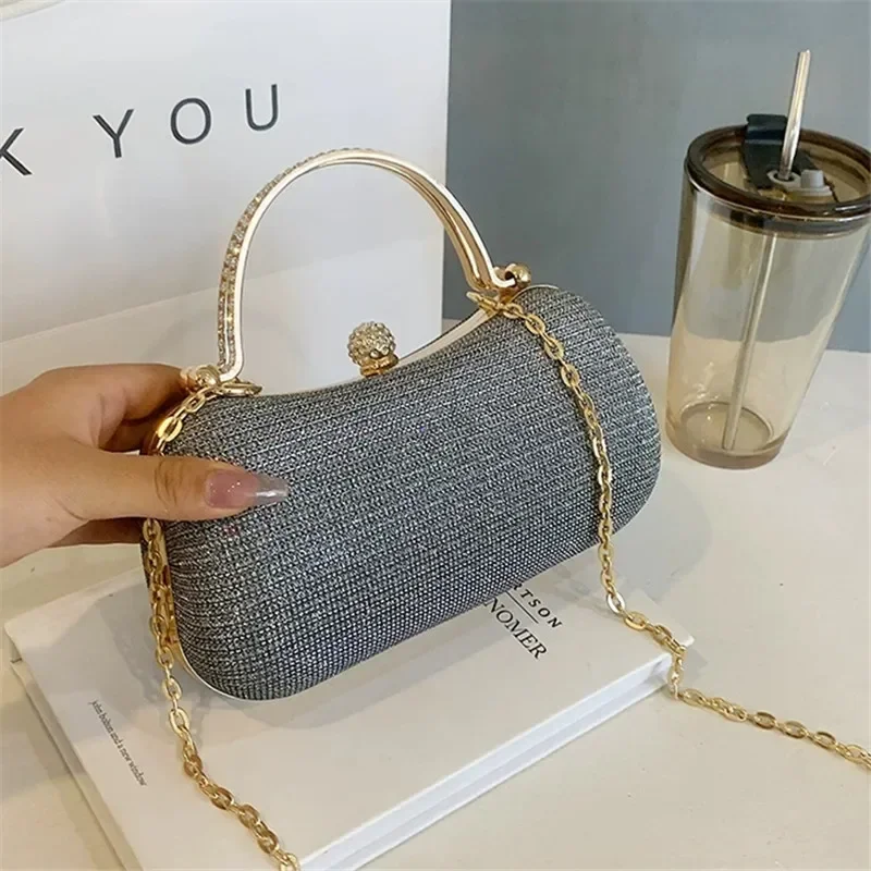 Glänzende Mini-Abendtasche, Geldbörse mit Strass-Kette, luxuriöse Glitzer-Bankett-Handtasche, perfekt für Party, Hochzeit, Abschlussball, Abendessen/Bankett – Detail 16