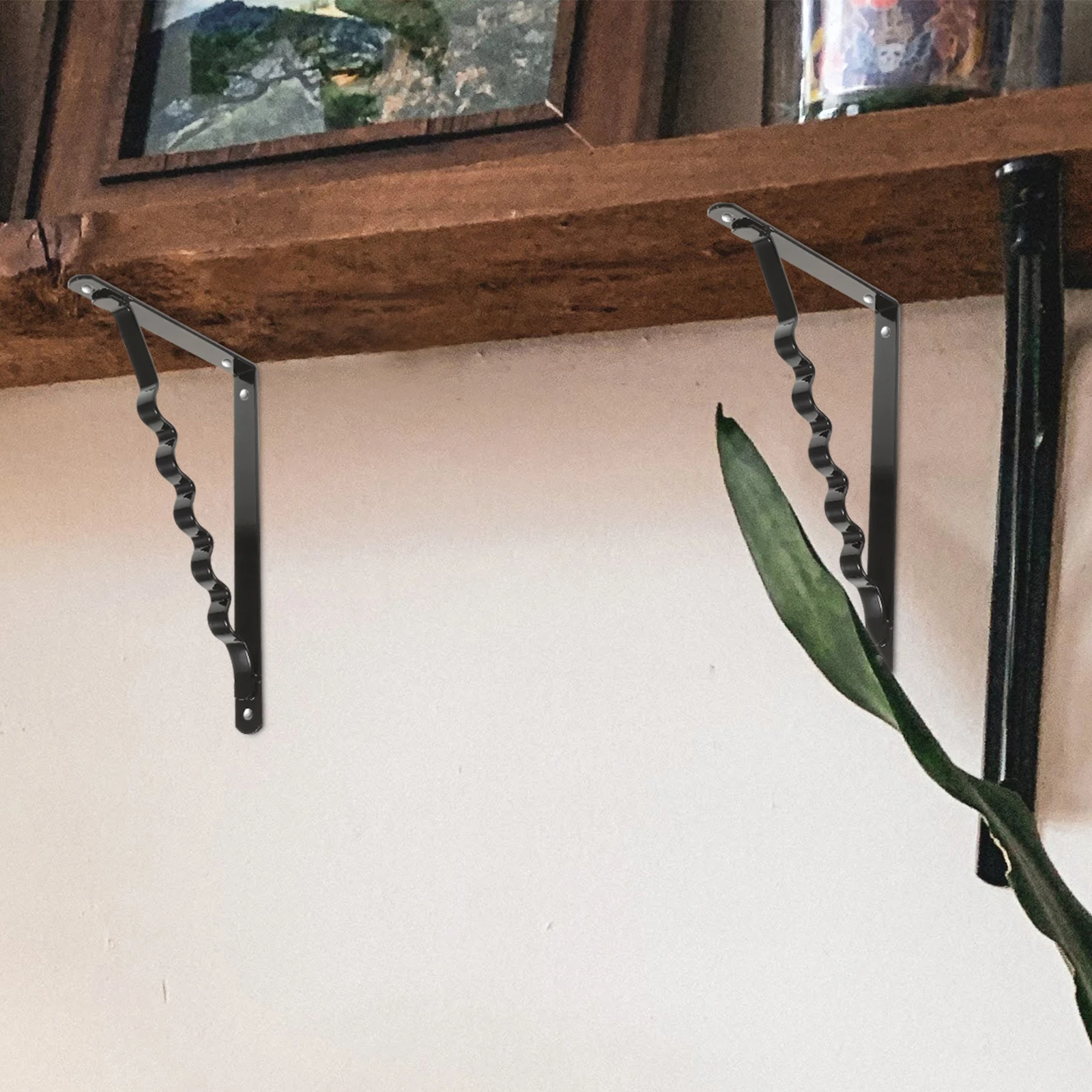 

2 Pcs Iron Shelf Brackets Heavy Duty Wall Mounted L Brackets for Custom Shelves Workshop Kitchen Bathroom Triangular Structure