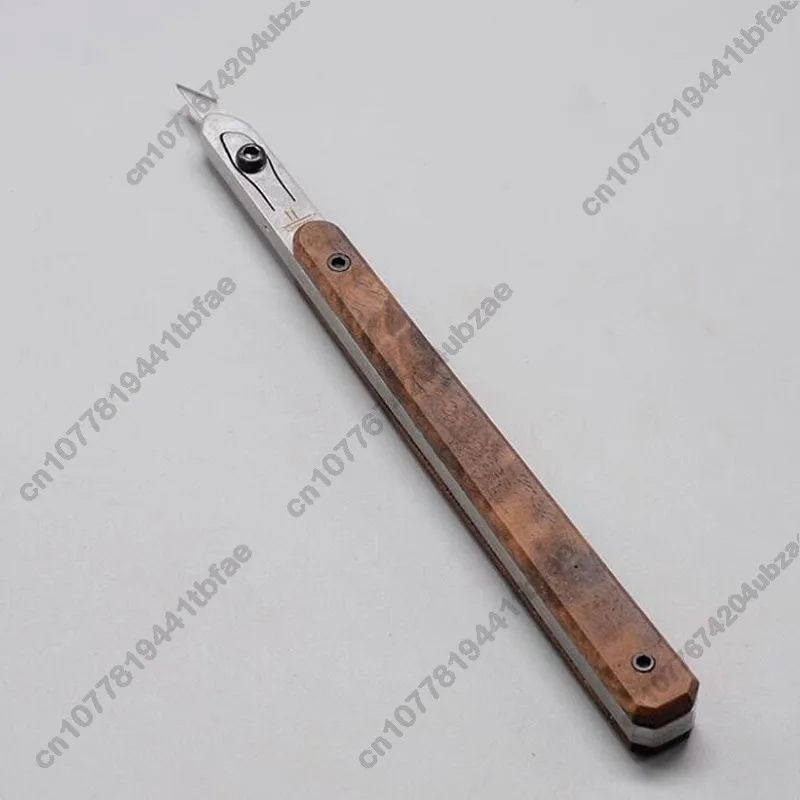 Multifunctional engraving tool with black walnut handle, replaceable blades, leather cutting tool - Nattools leather knife