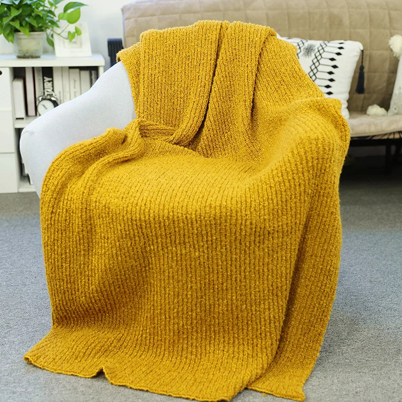 Knitted Blanket Blanket Velvet Blanket Squish Mallow Sofa Blanket Air Conditioning Nap Blanket Bed End Cover Plaid Blanket