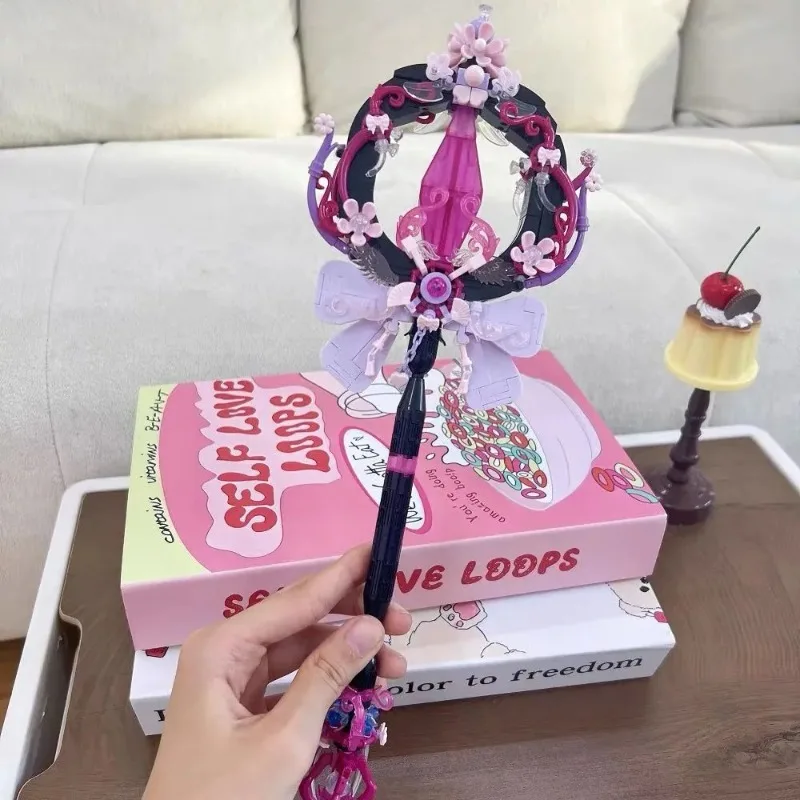 마술 지팡이 조립 된 빌딩 블록 Kawaii 꿈 장난감 모델 데스크탑 장식품 DIY 빌딩 블록 소녀 휴일 선물