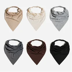 New Fashion Cotton Elastic Large Boho Triangle Headscarf Non-slip Solid Color Hair Scarf Girl Women's Headwear