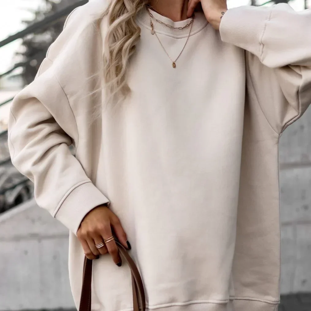 2024 Spring Summer New Women\'s Clothing Round Neck Irregular Small Design Drop-Shoulder Long-Sleeve Sweater Leggings Suit