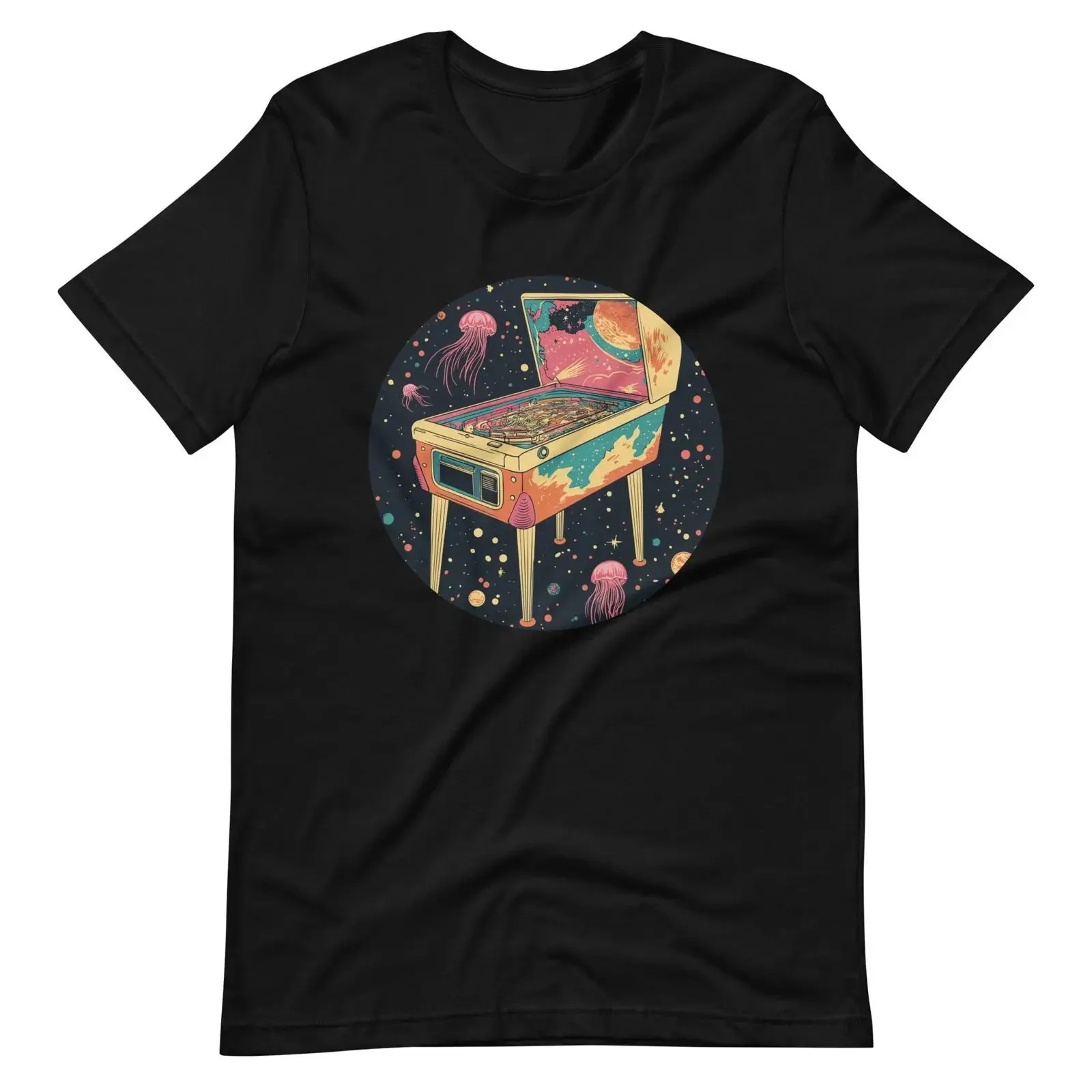 Vintage Pinball Jellyfish T Shirt Retro Arcade Gamer  vintage Washed Breathable Comfortable Stylish Top For Everyday Wear