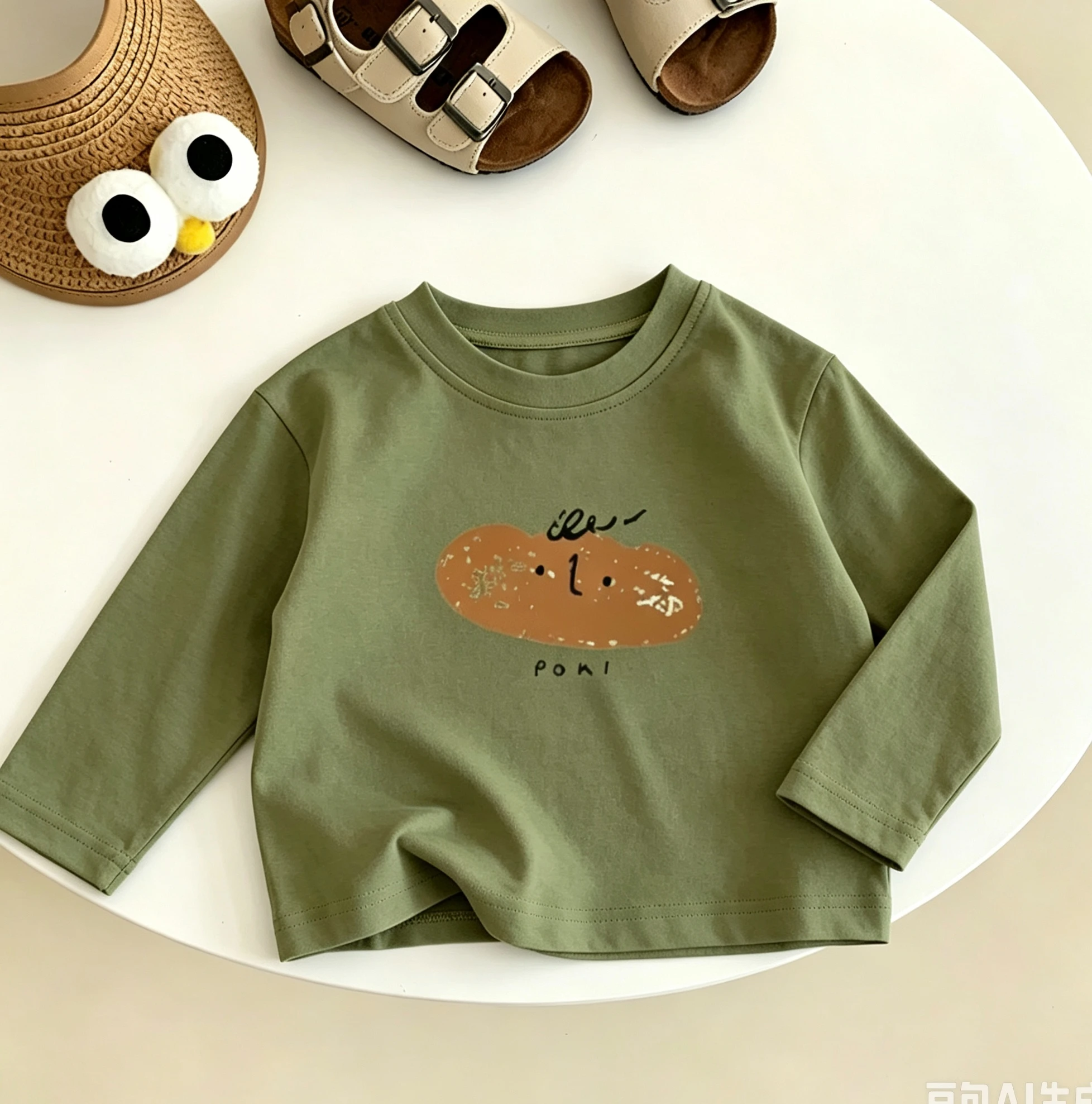 Baby Boys Girls Printed TShirt Crewneck Pullovers Loose Casual Sports Clothes Solid Color Versatile Base Shirt Toddler Cute Tees