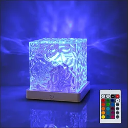 Luz noturna de chama rotativa, Água ondulações luzes, Decoração do quarto, Ocean Projector Light, 16 cores