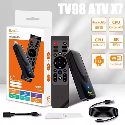 Smart TV98 ATV X7 TV Stick 2GB16GB Android 14.0 Allwinner RK3518 Quad Core Wifi2.4G&amp;5G BT5.0 Remote Control Assistant HD 8K iptv