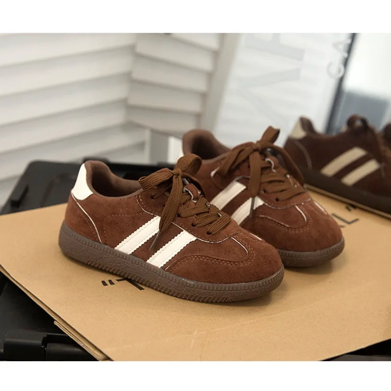 

Spring Autumn Boys Versatile Non Slip Shoes Children Soft Soles Vintage Front Lace-up Casual Shoes Girls Korean Fashion Sneakers