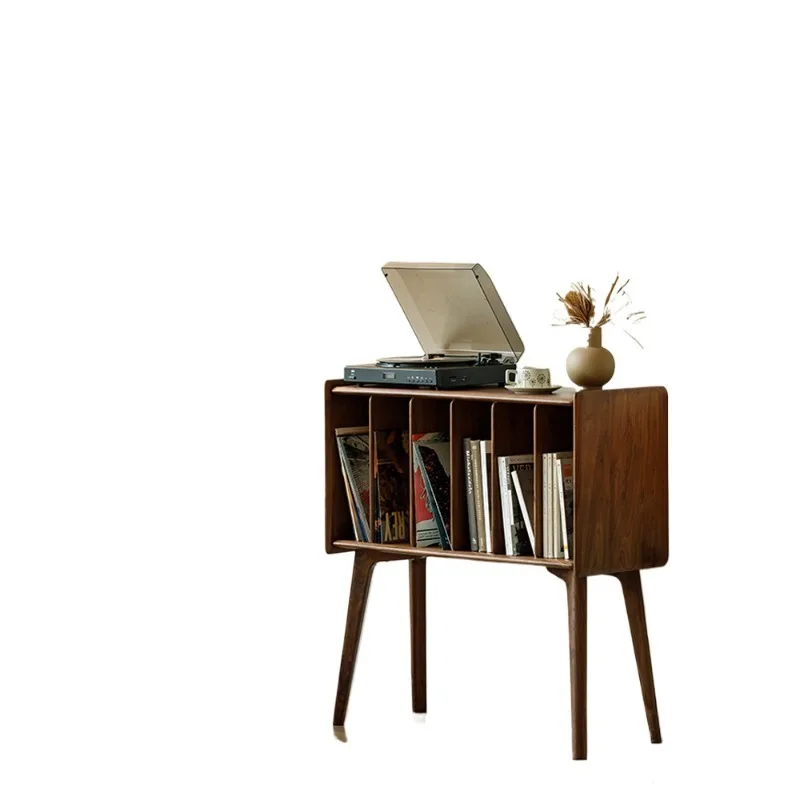 North American black walnut vinyl record cabinet, log tall storage cabinet