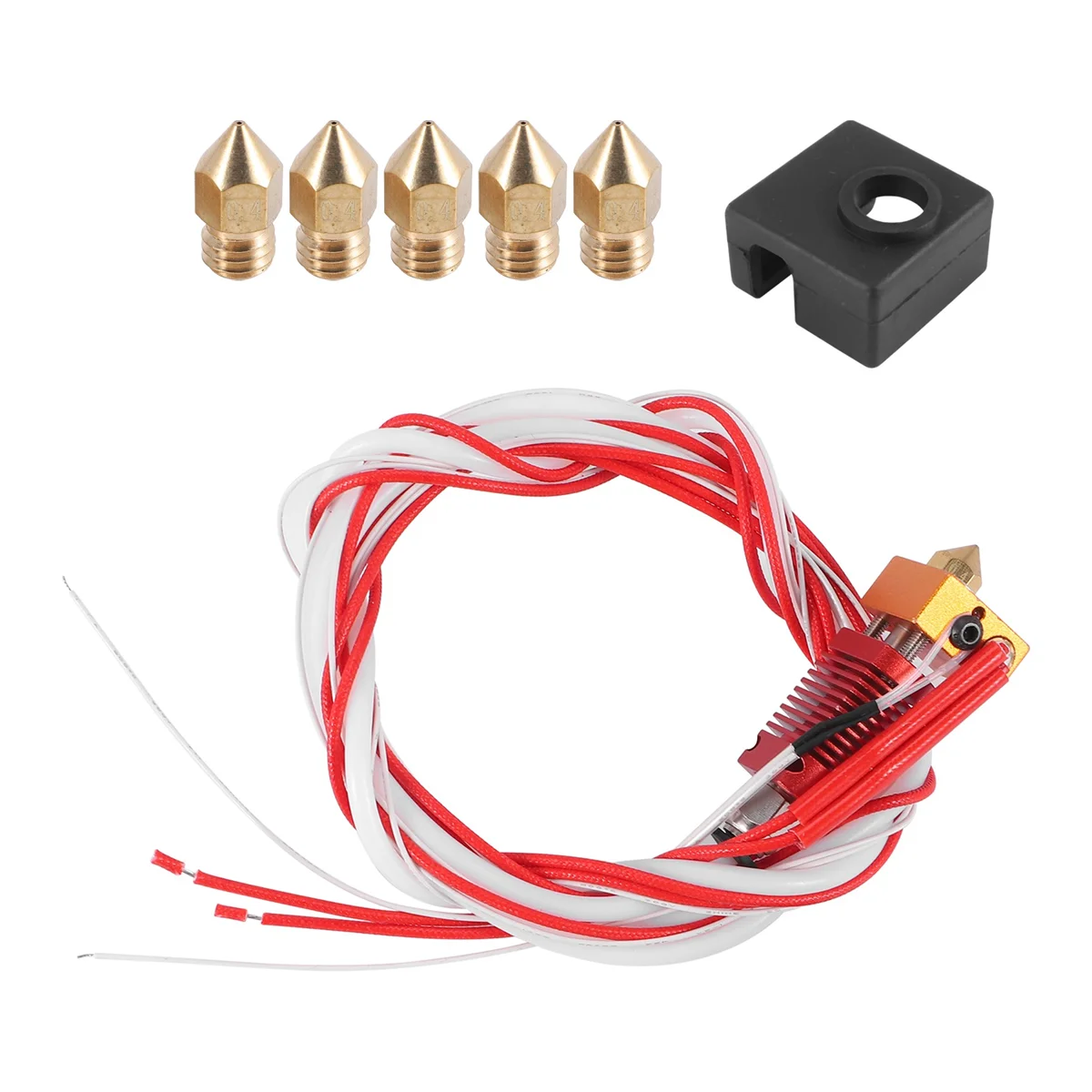 3D Printer Extruder Assembled Mk8 Hot End Kit For 3 / 3 Pro With Aluminum Heating Block, 1.75Mm, 0.4Mm Nozzle