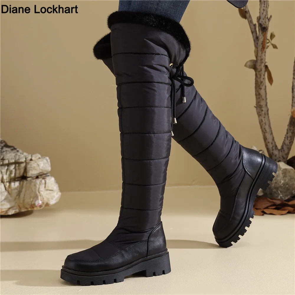

2025 Winter Down Warm Plush High Snow Boots Women Shoes Platform Women's Over the Knee Boots Female Fashion Fur Waterproof Shoes