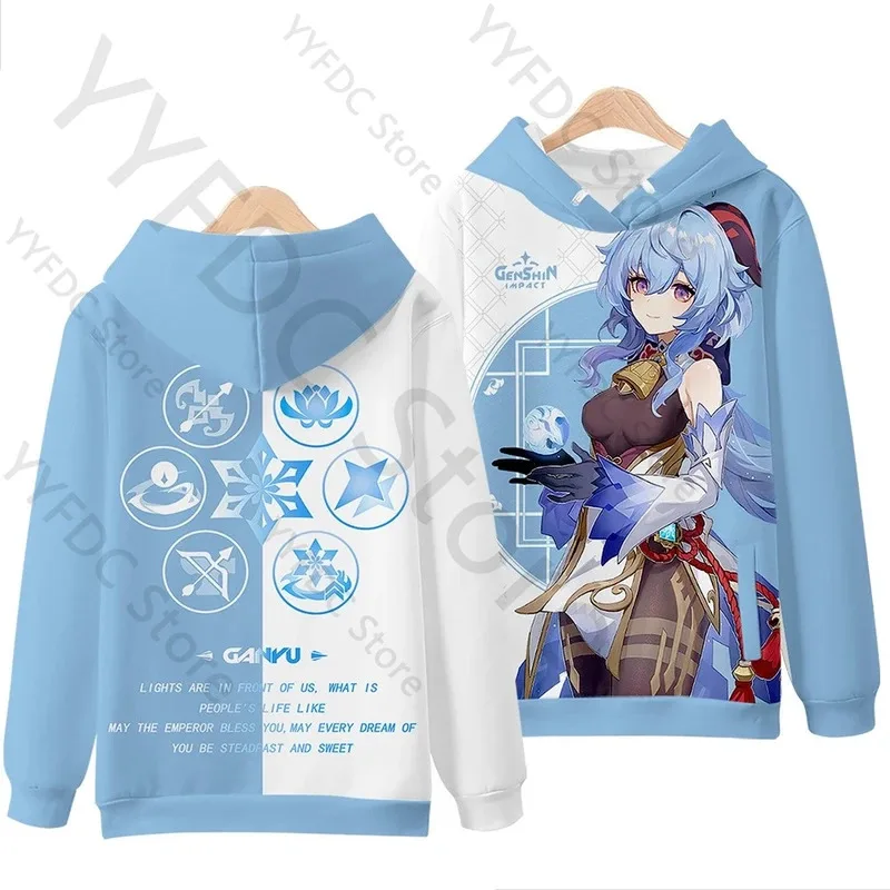 2025 yiyi Genshin Impact Sudadera con capucha mujeres hombres niños Kawaii lindo estampado de vaca sudaderas con capucha Harajuku dibujos animados moda Sudadera con capucha de gran tamaño