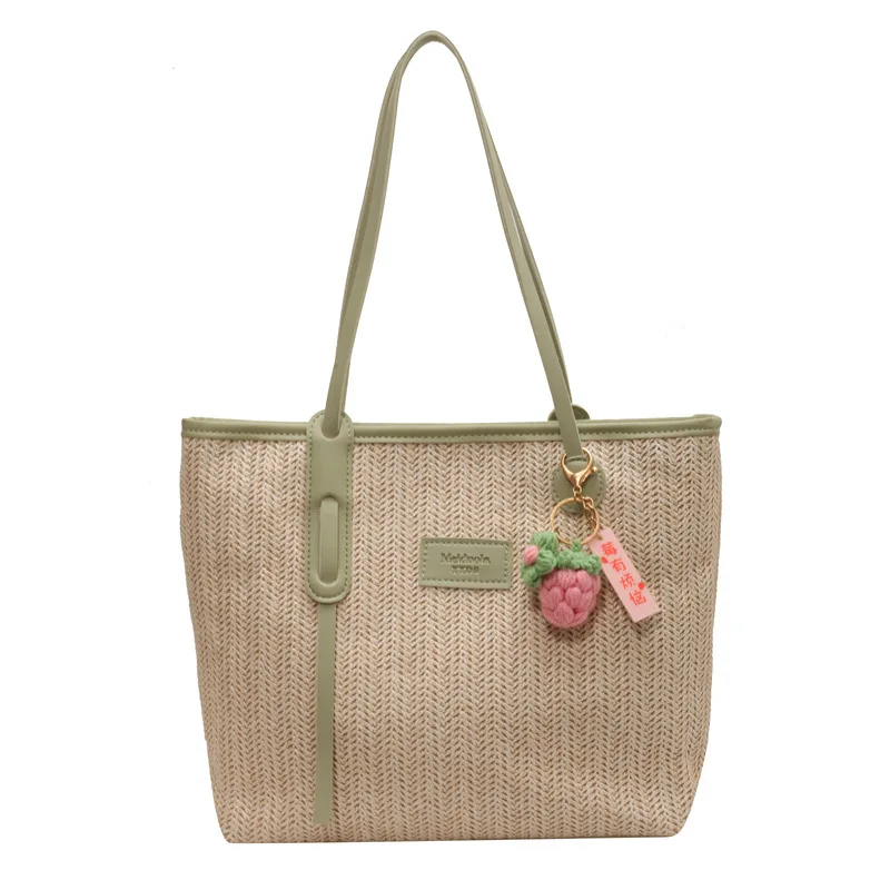 

Shoulder Bag Straw Rattan Woven Bags for Women Large Capacity 2023 Summer Trend All-match Leisure Travel Beach Student Tote Bag