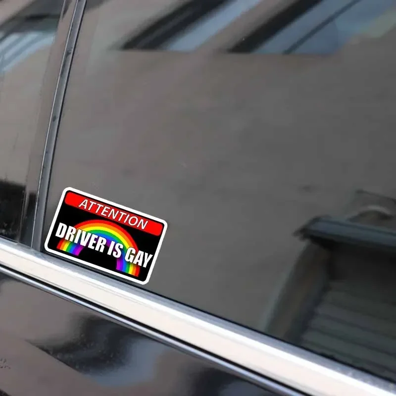 11.4x6.7CM Driver Is Gay Car Hood Creative Decals Auto Both Side Body Cover Scratches Stickers Window Trunk Logo Attention Mark view 5