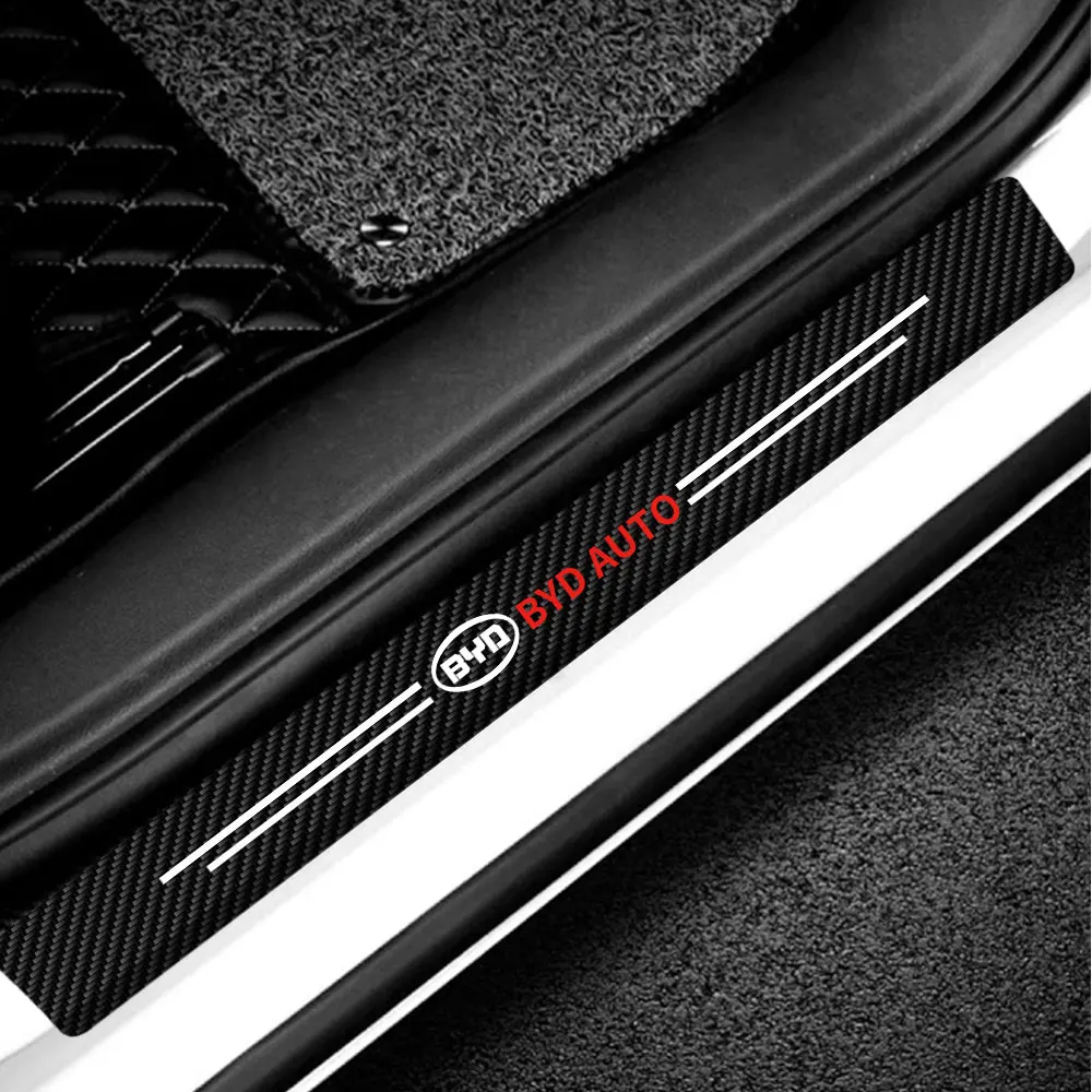 4pcs Carbon Fiber Anti-Scratch Car Door Sill Sticker for BYD F3 I3 F0 F6 S6 S8 E5 E6 G3 G6 L3 S7 M6 Tang Song Qing 3 Yuan Max