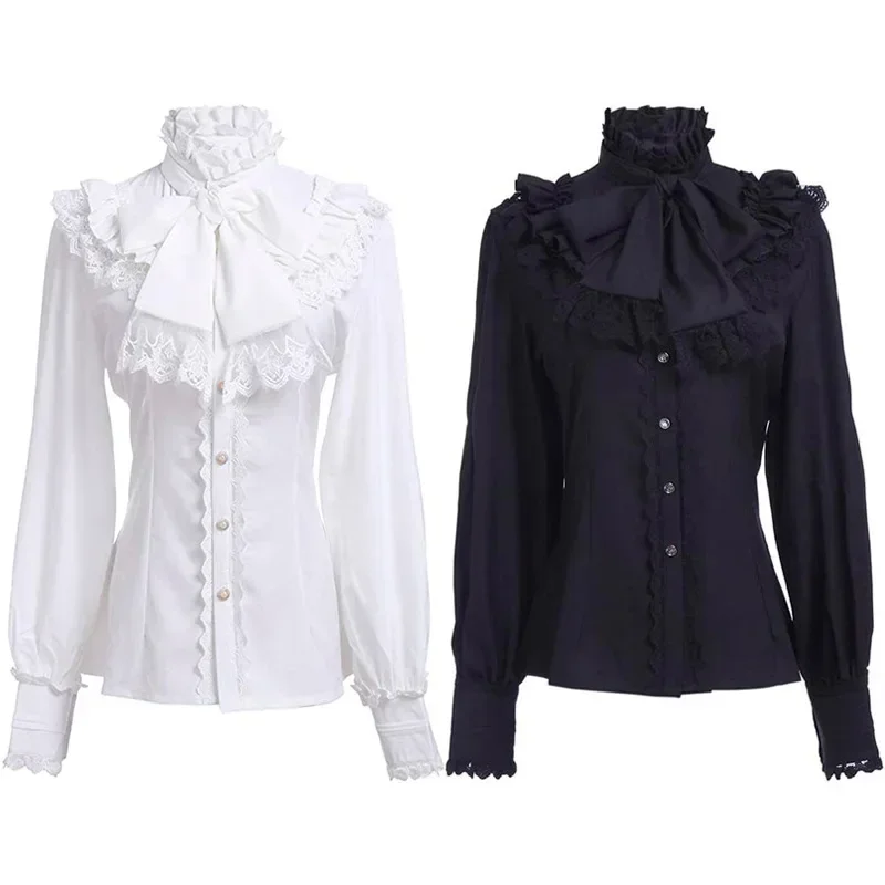 Smocked Pirate Costume Victorian Shirt Gothic Blouse White Women Renaissance Blouse Long Sleeve Medieval Peasant Blouse