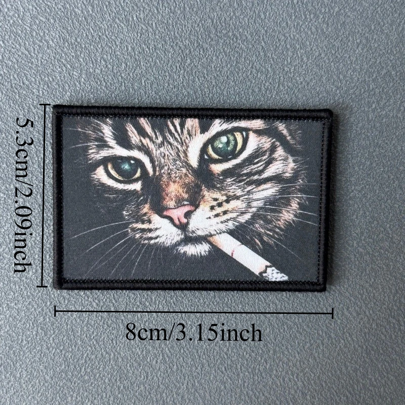 Tigerfleckiger Katzen-Patch, taktisches Moral-Abzeichen, bedruckt, mit Klettverschluss, für Rucksäcke, Kleidung, dekorative Accessoires, Aufkleber, Armbinden – Detail 1